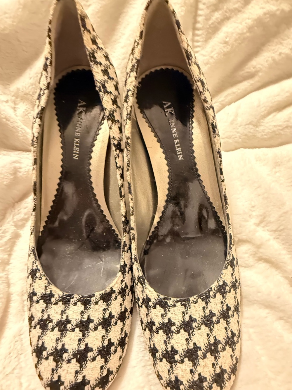 Anne Klein Black and White Houndstooth Heels